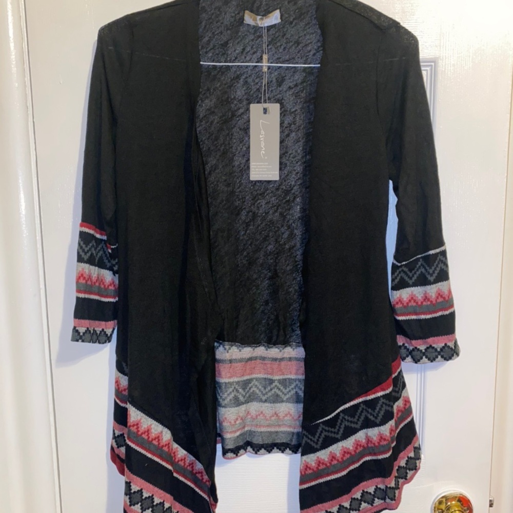 black tribal patterned cardigan